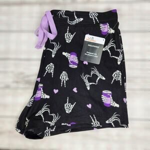 Celebrate Halloween Women's Lounge Shorts Size M(8-10) Black Coffee Bones NWT